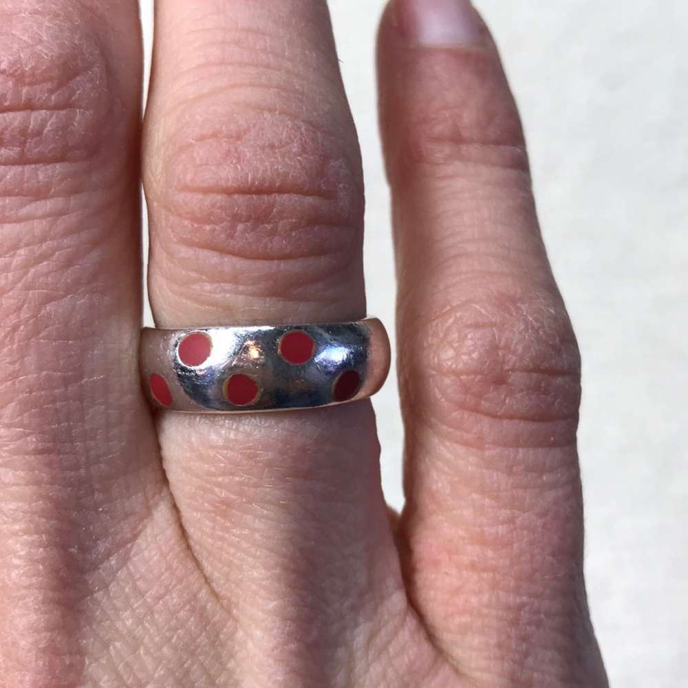 Uncommon Goods Silver and Red Ring Size 5 1/2